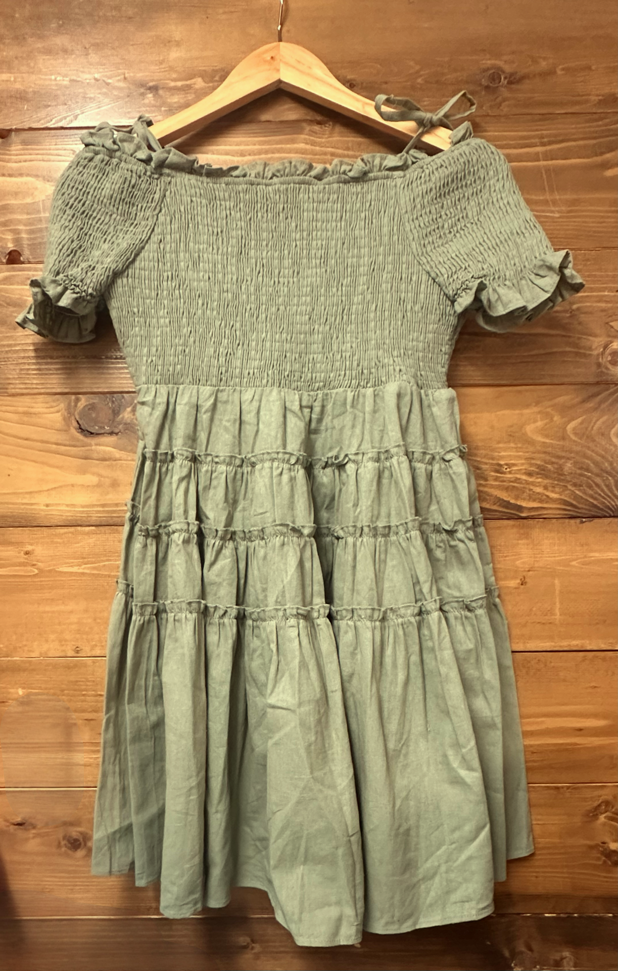 Mable Off shoulder smocked bodice mini babydoll dress Dress