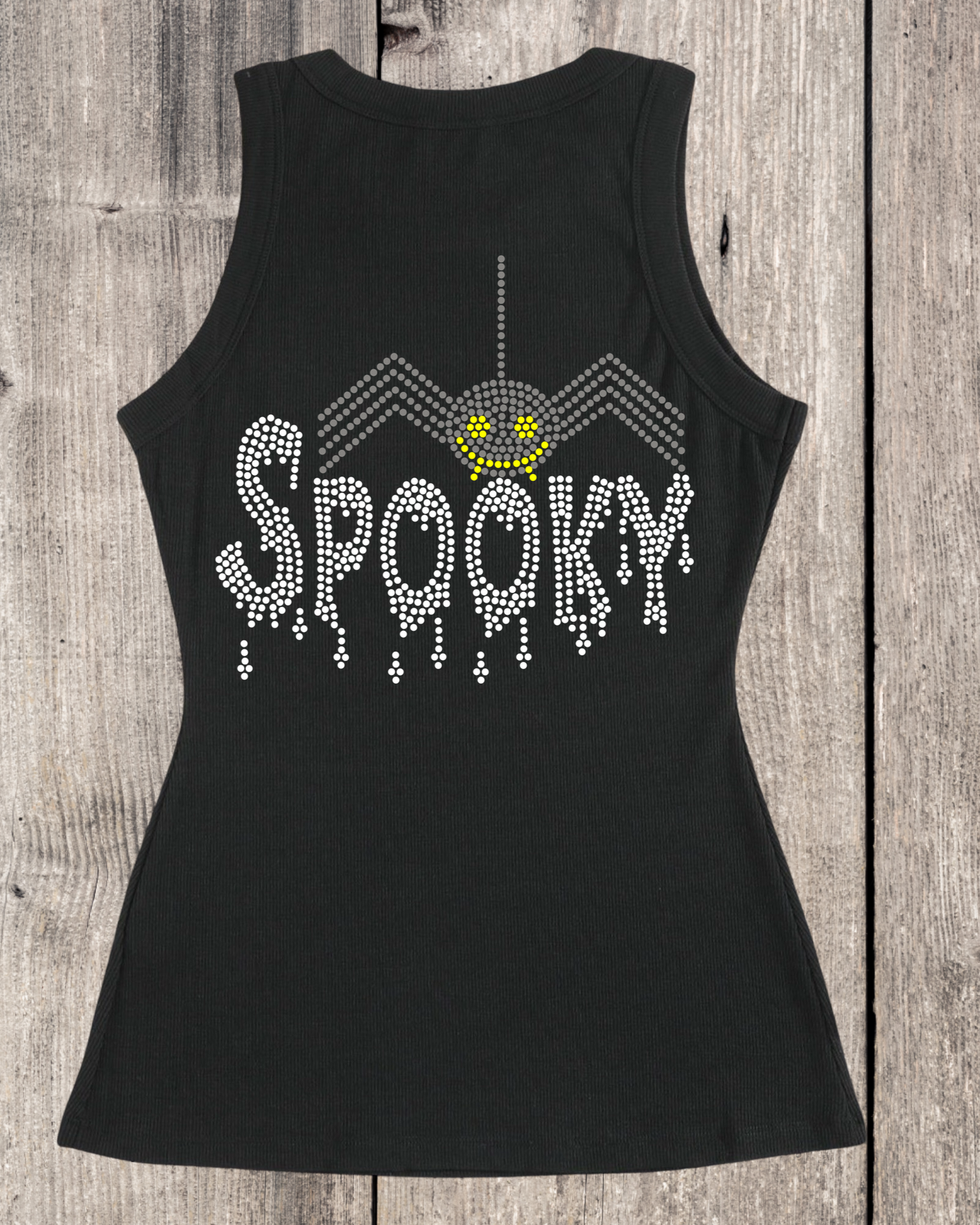 Spooky Rhinestone Ribbed Tank Top