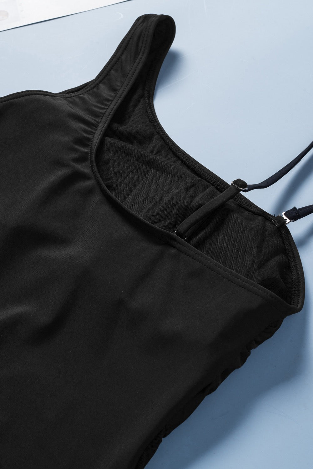 Black One Shoulder Mesh Cutout One-Piece Swimsuit