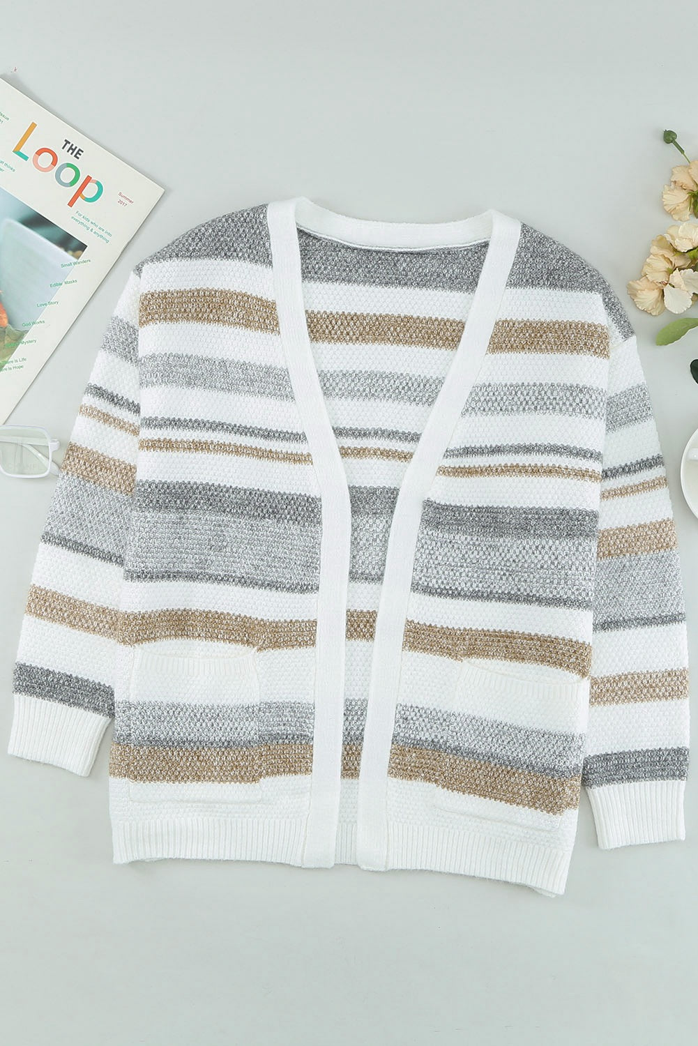 Open Front Colorblock Cardigan