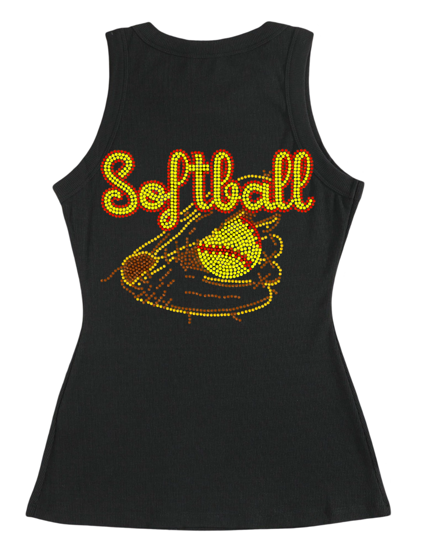 Softball Rhinestone Ribbed Tank Top
