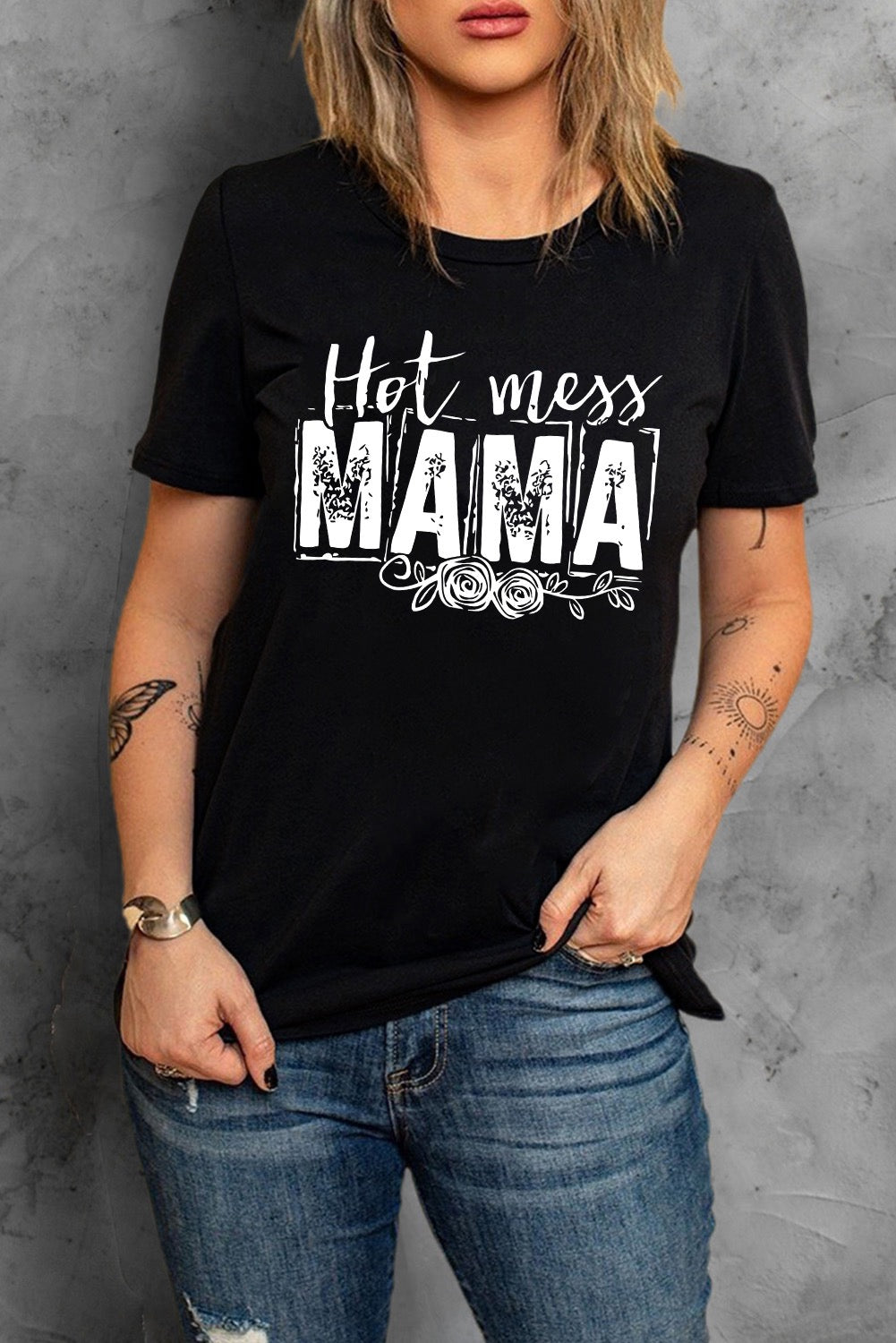 Hot Mess Mama front view graphic tshirt