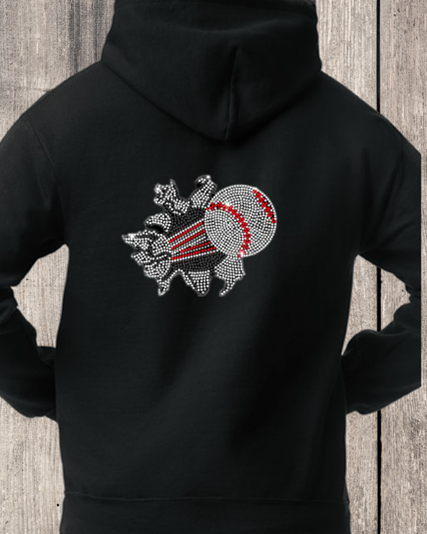 Baseball Explosion Rhinestone Pullover Hoodie