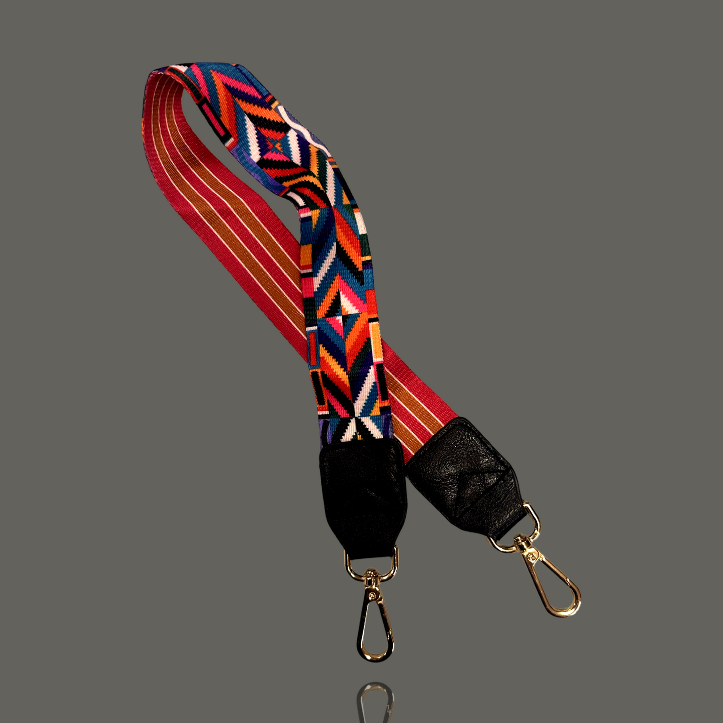 Le Miel Black Geometric Guitar Strap Backpack Purse