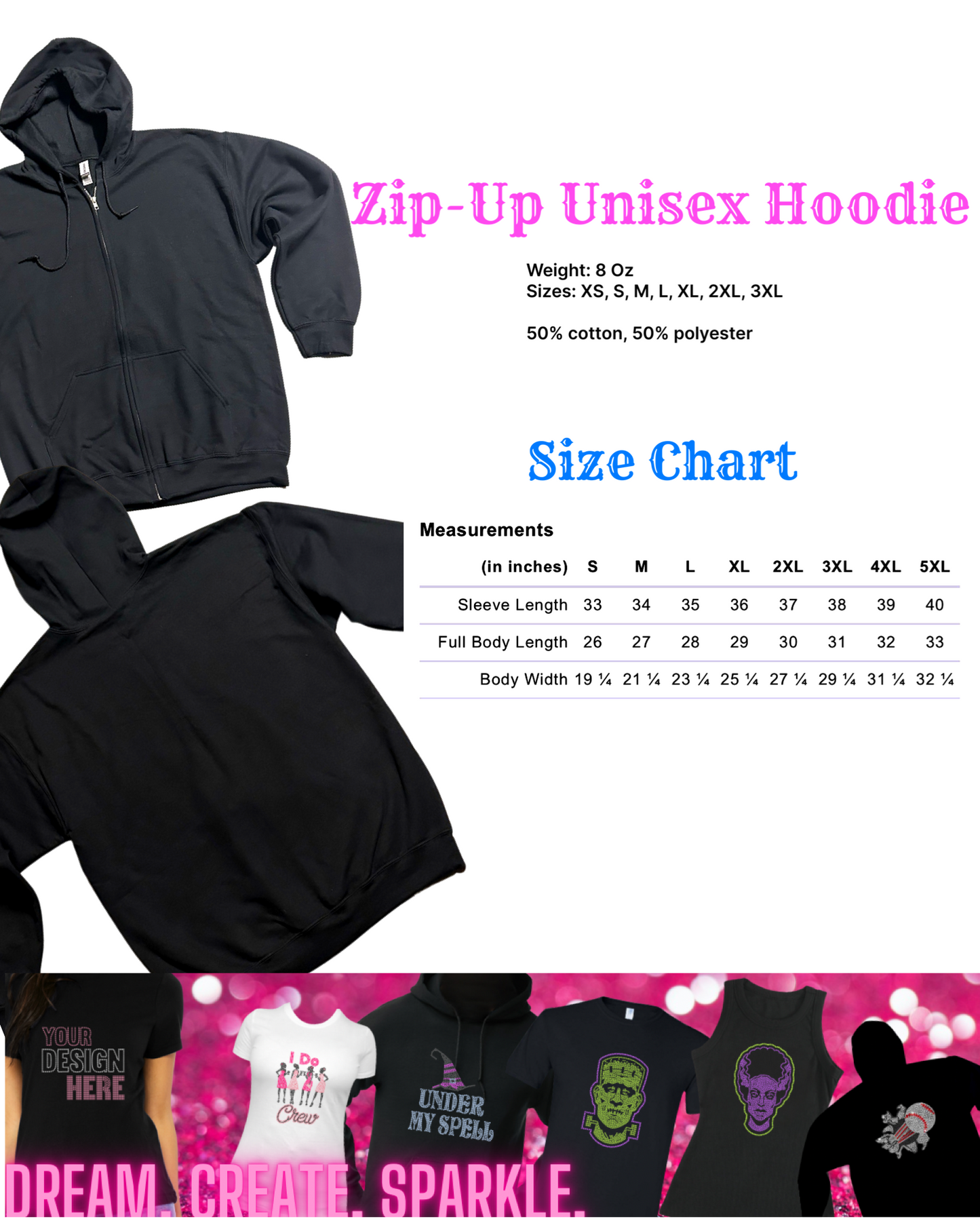 Ghost Rhinestone Zip-Up Hoodie