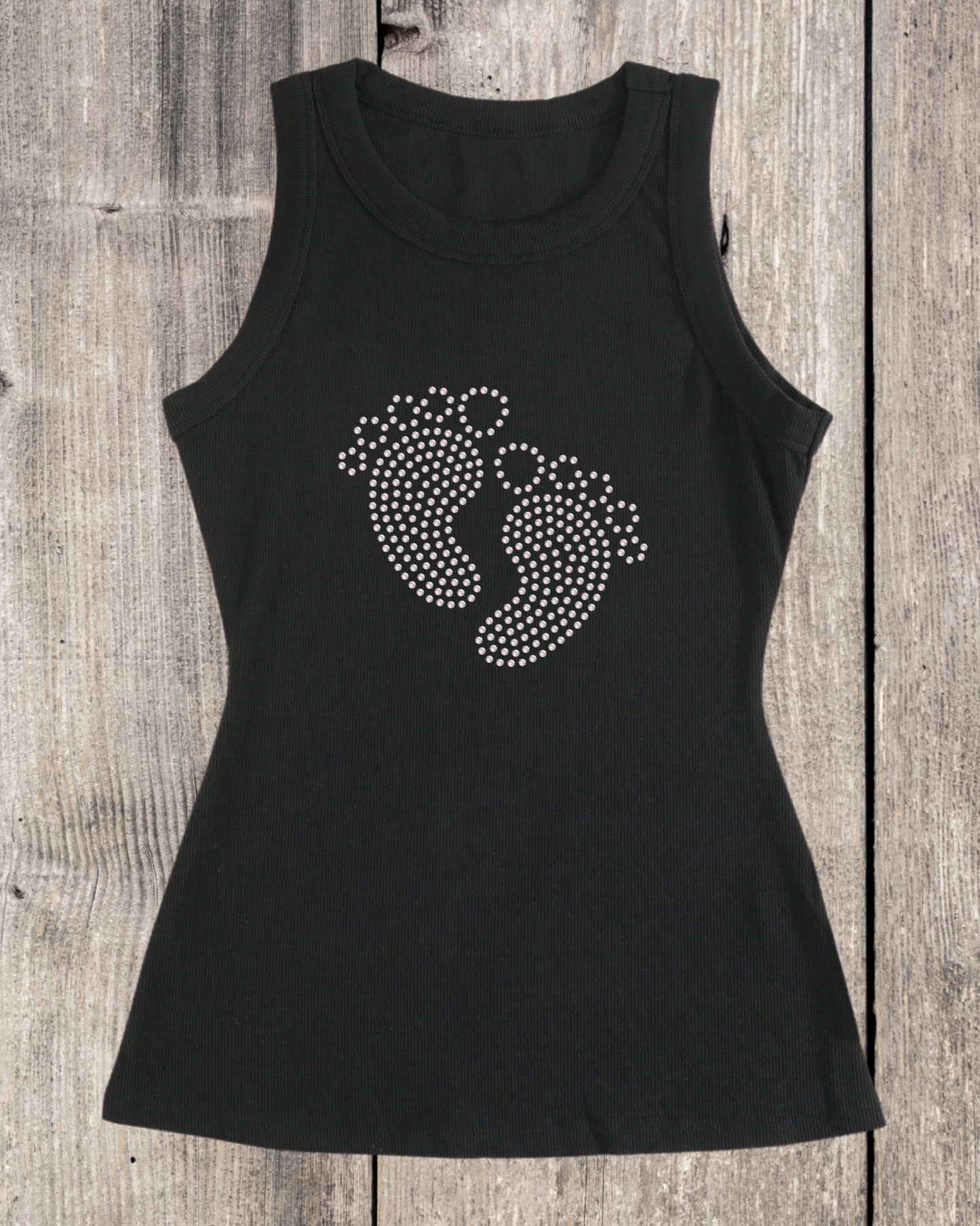 Baby Feet Rhinestone Ribbed Tank Top