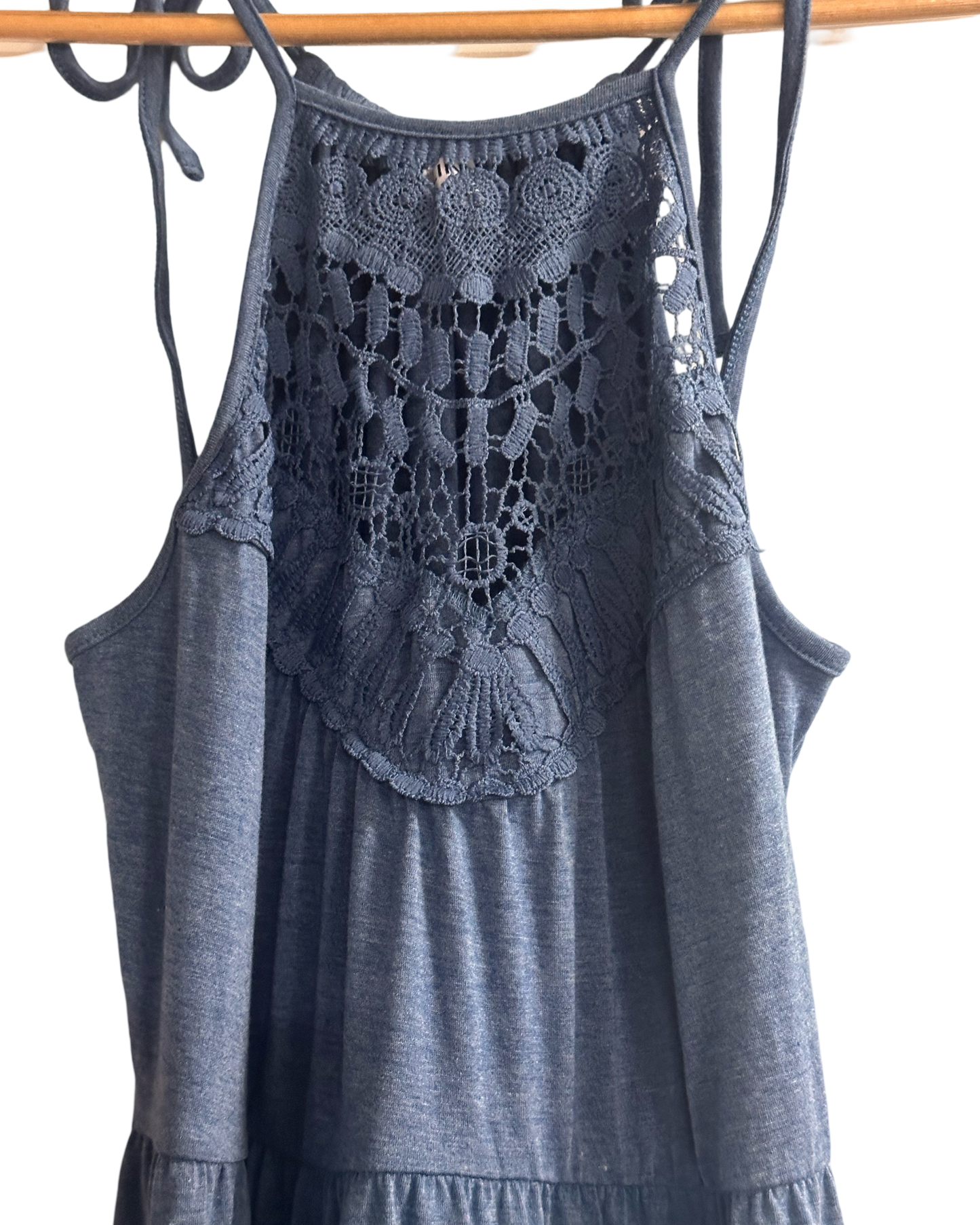 Elings Sleeveless Tassel Strap Lace Maxi Dress