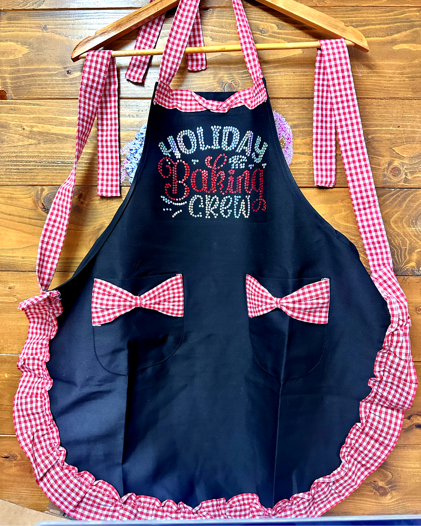 Holiday Baking Crew Spangle Design Retro Ruffle Apron