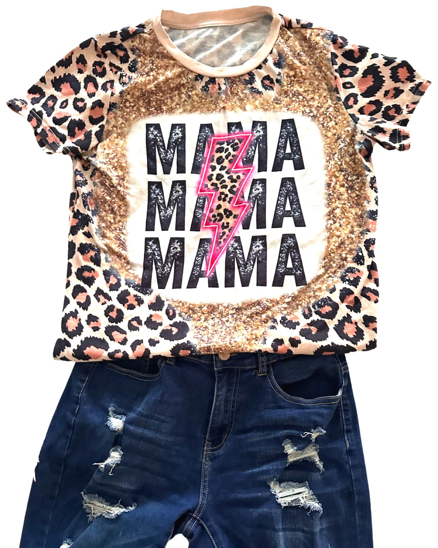 MAMA Leopard Graphic T-Shirt