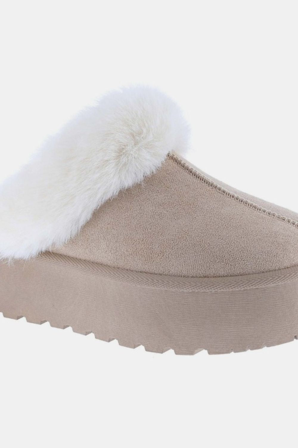 Weeboo Thick Bottom Fur Trim Snow Slippers - Taupe