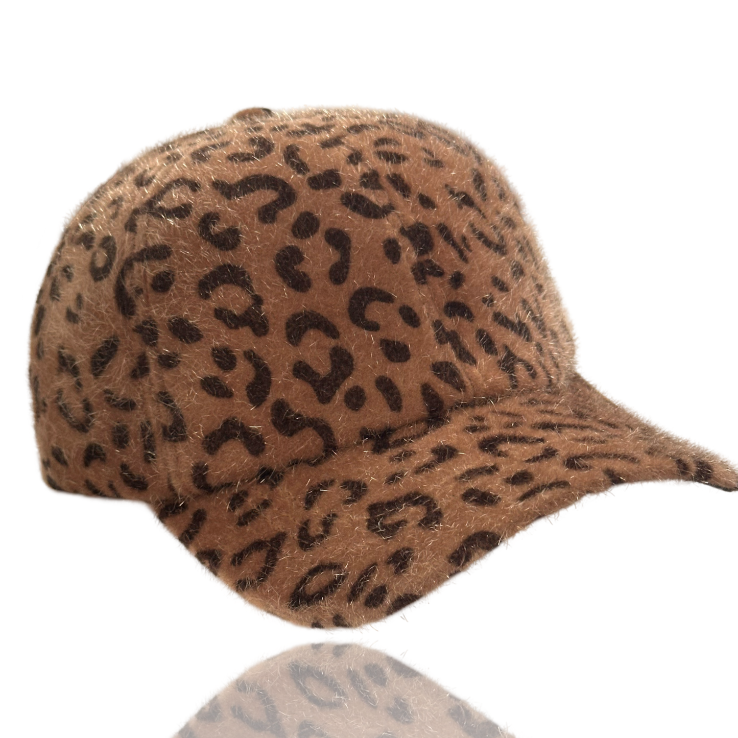 Dance Rhinestone Design Fuzzy Leopard Baseball Cap