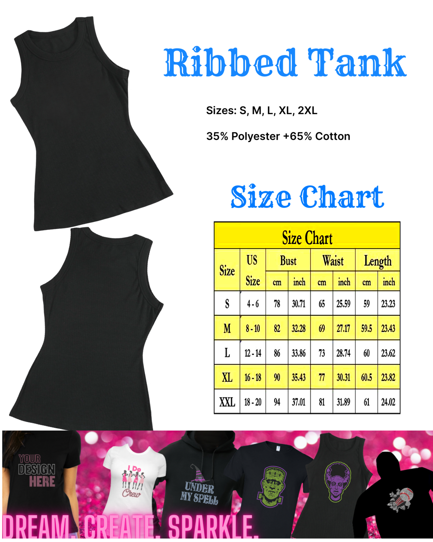 Softball Rhinestone Ribbed Tank Top