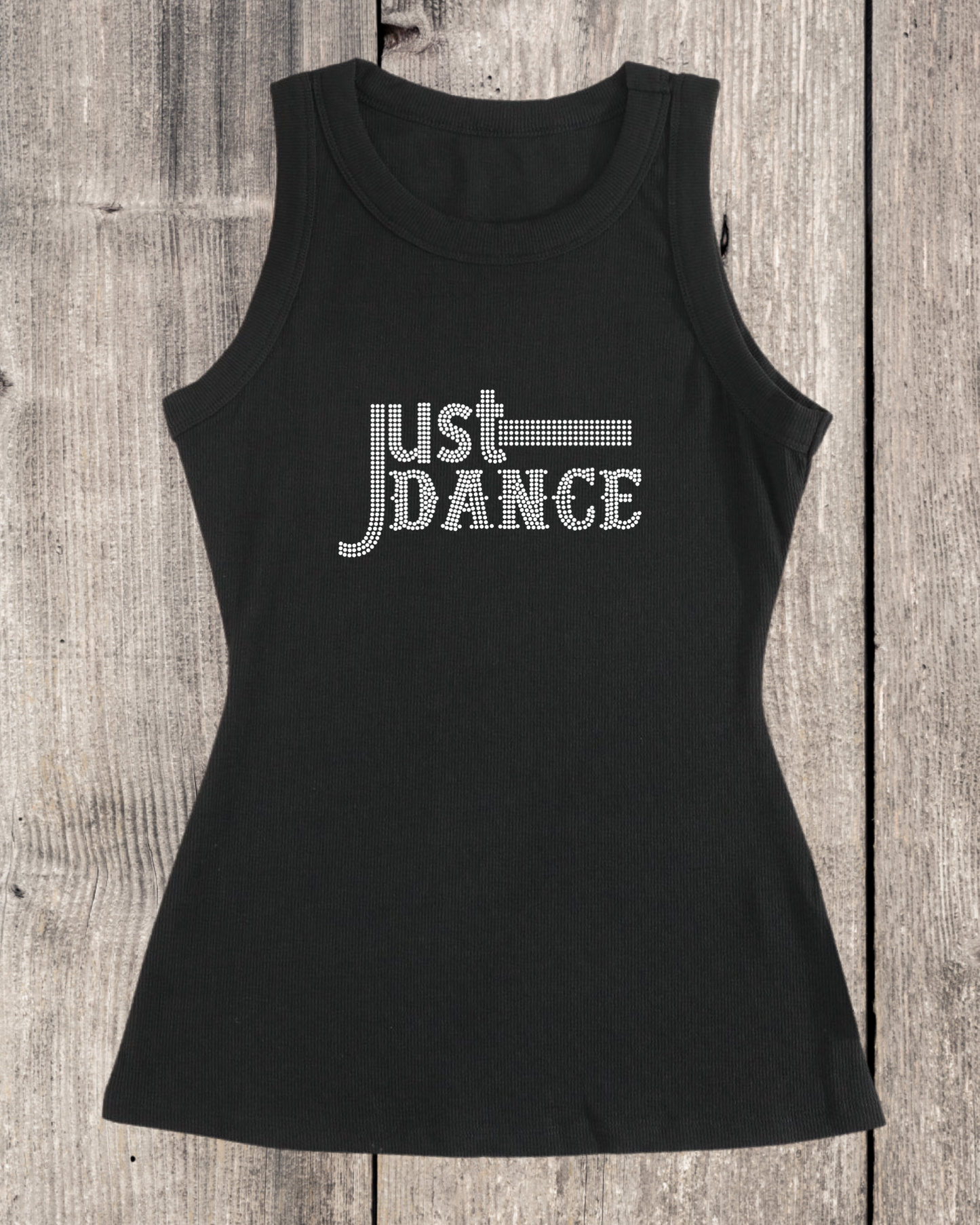 Just Dance Rhinestone Ribbed Tank Top