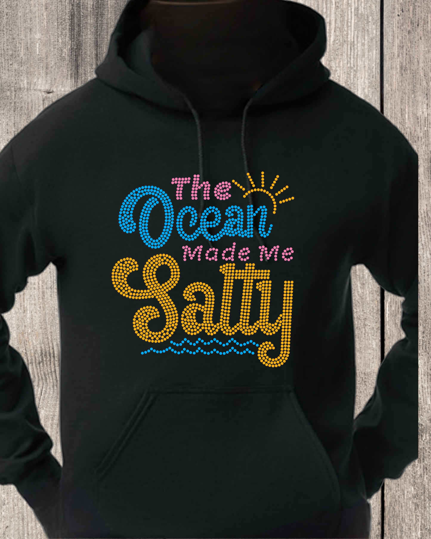 The Ocean Made Me Salty Rhinestone Pullover Hoodie