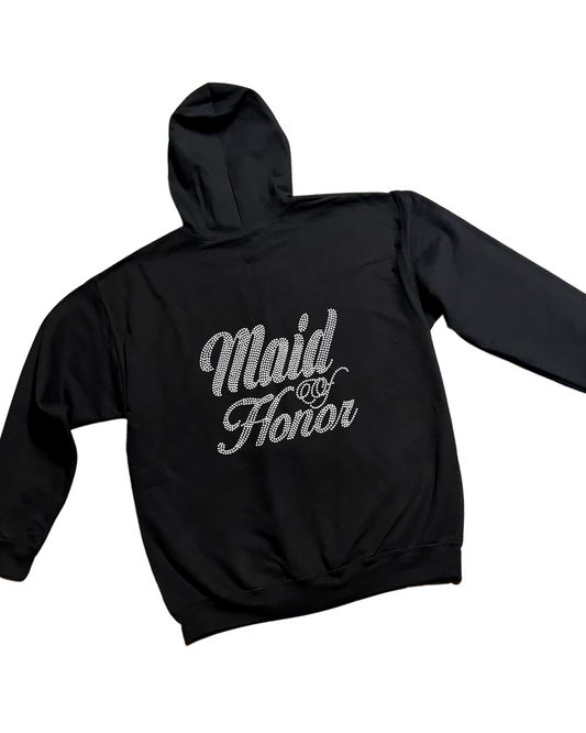 Maid Of Honor Rhinestone Zip-Up Hoodie