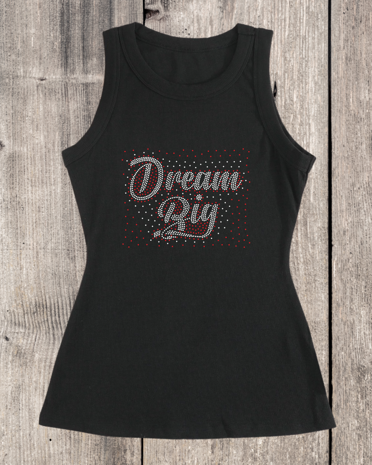 Dream Big Rhinestone Ribbed Tank Top