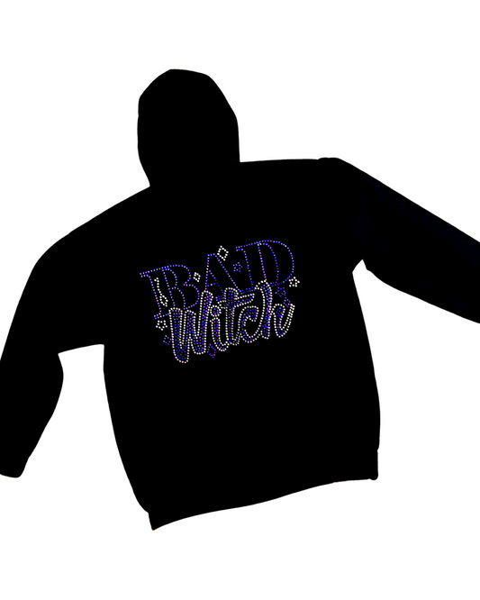 Bad Witch Rhinestone Zip-Up Hoodie