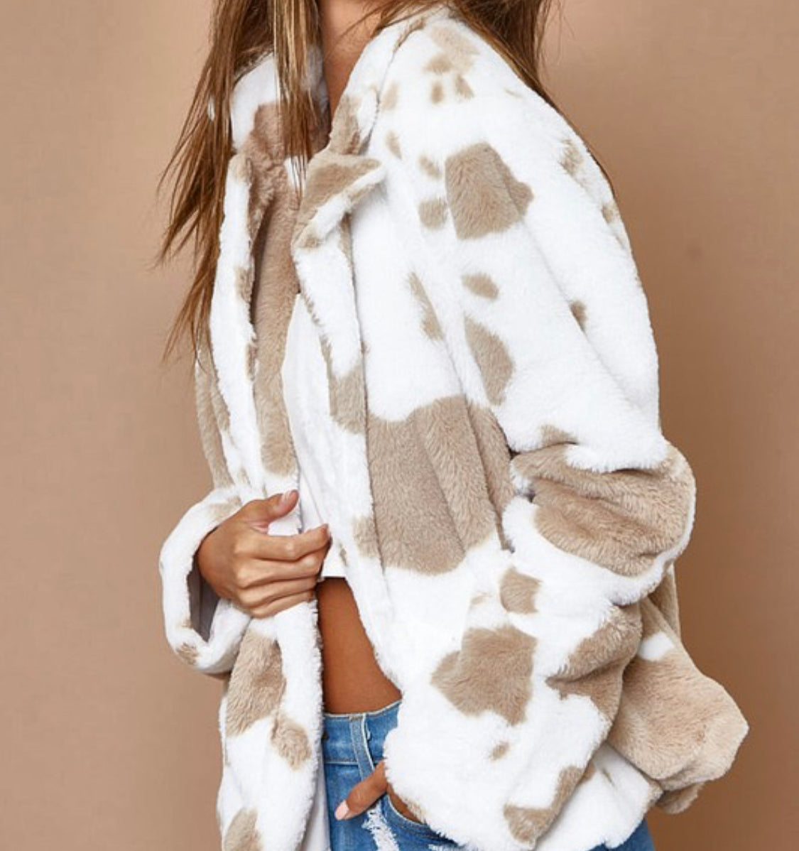 Bibi Animal Print Fuzzy Coat