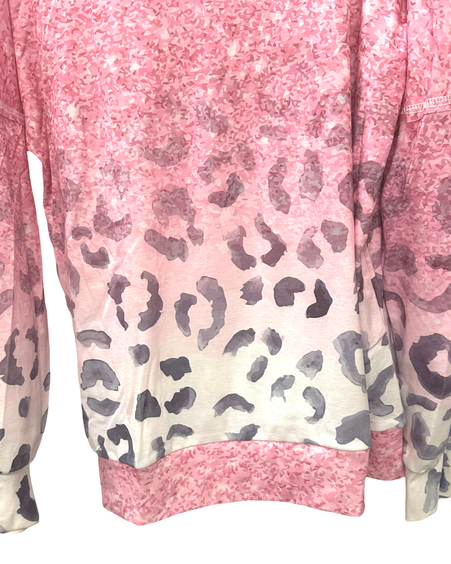 Pink Leopard Patchwork One Shoulder Long Sleeve Top