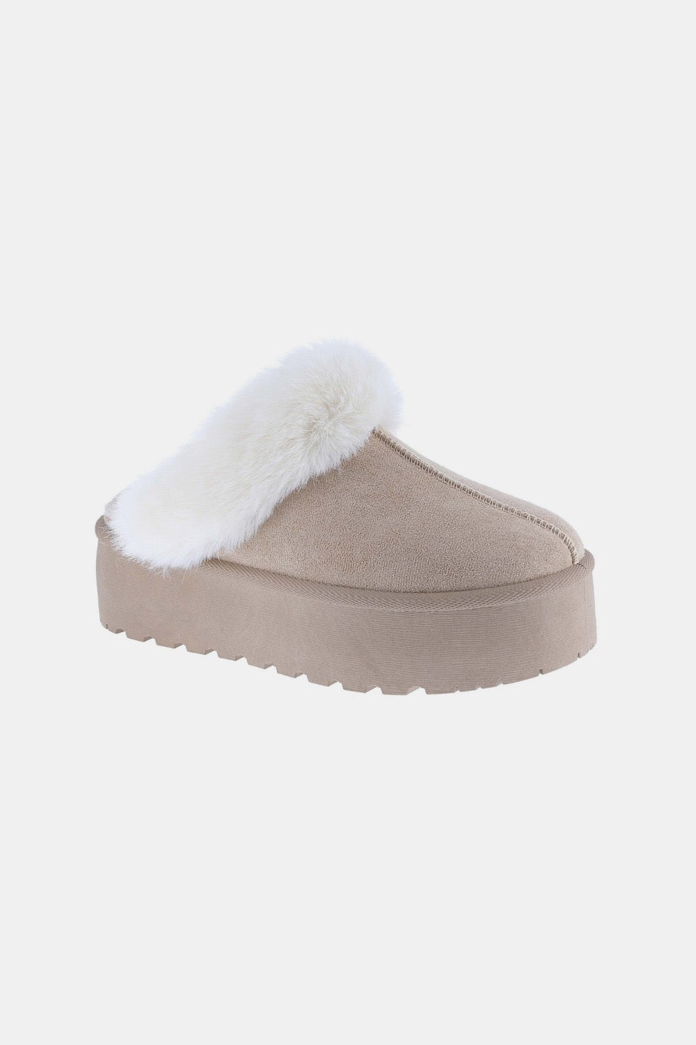 Weeboo Thick Bottom Fur Trim Snow Slippers - Taupe