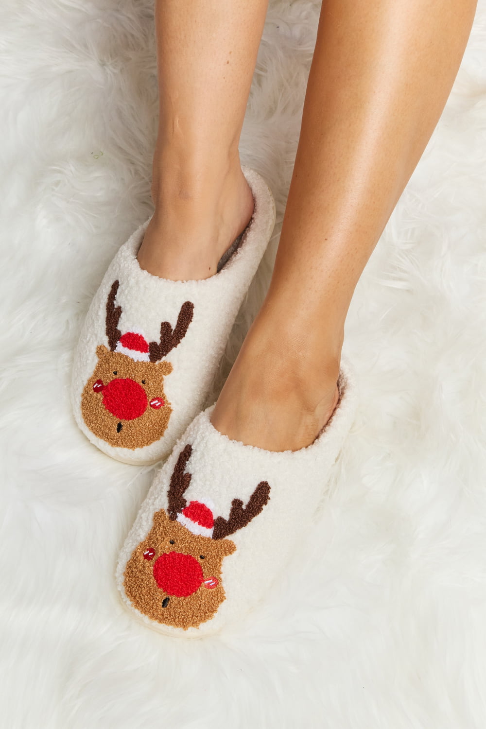 Melody Rudolph Print Plush Slide Slippers