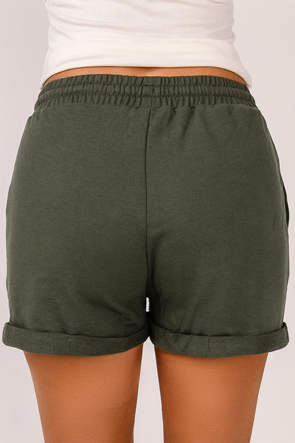 Tie Waist Side Pocket Cuffed Lounge Shorts