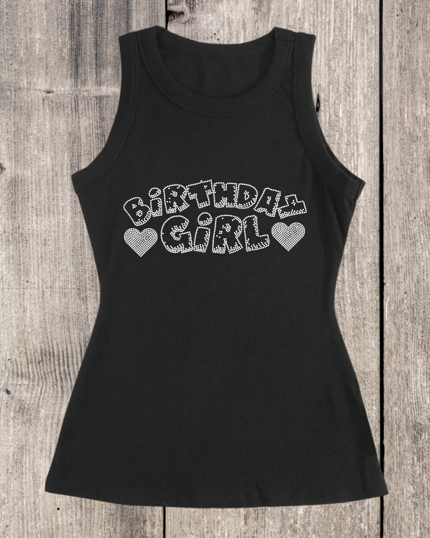 Birthday Girl Rhinestone Ribbed Tank Top