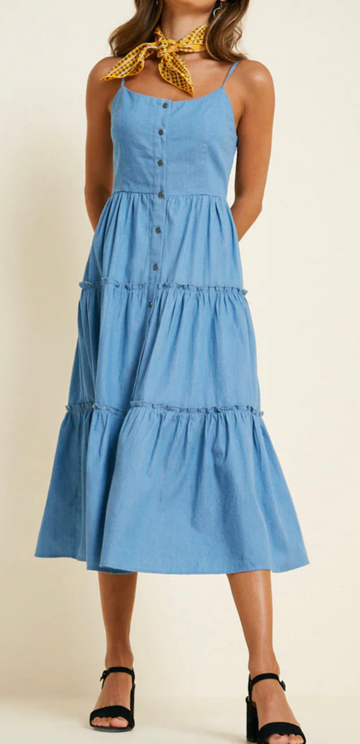 Hayden Los Angeles Mom & Me - Denim Tier Button-Down Dresses