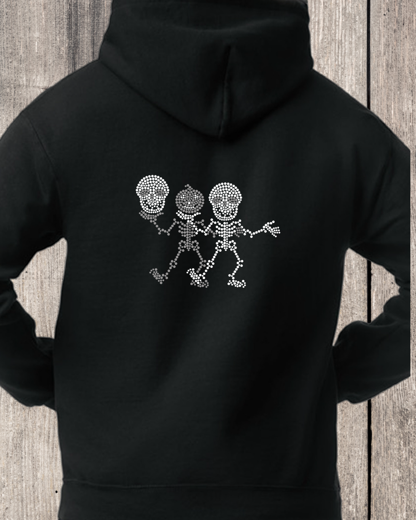 Double Skeleton Rhinestone Pullover Hoodie