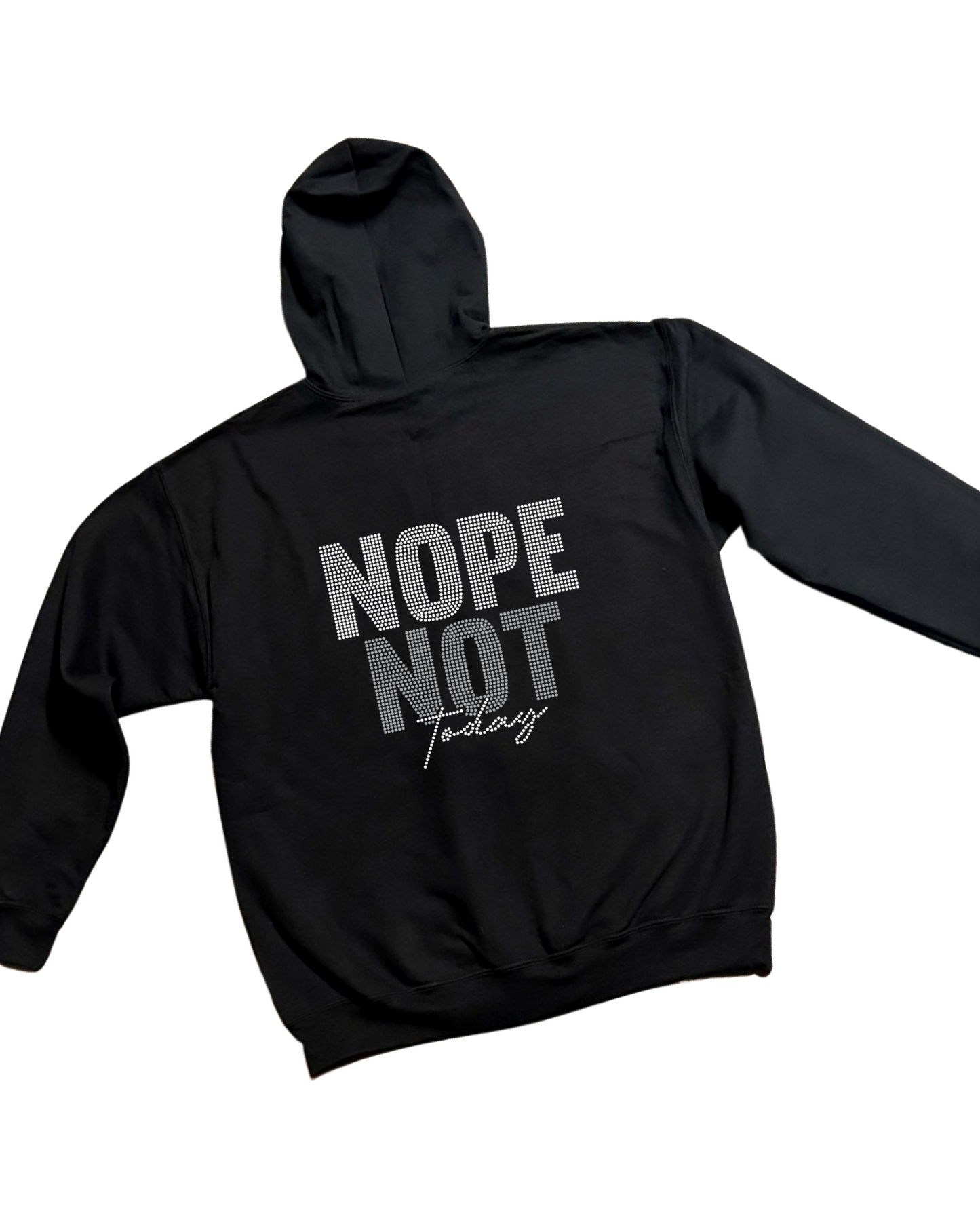 Nope Not Yet Rhinestone Zip-Up Hoodie