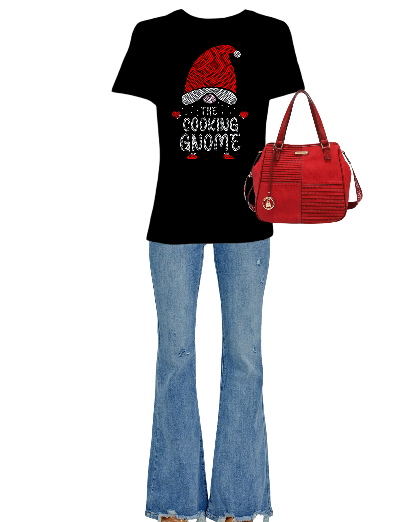 The Cooking Gnome Holiday Spangled Women’s Relaxed Crew Neck T-Shirt