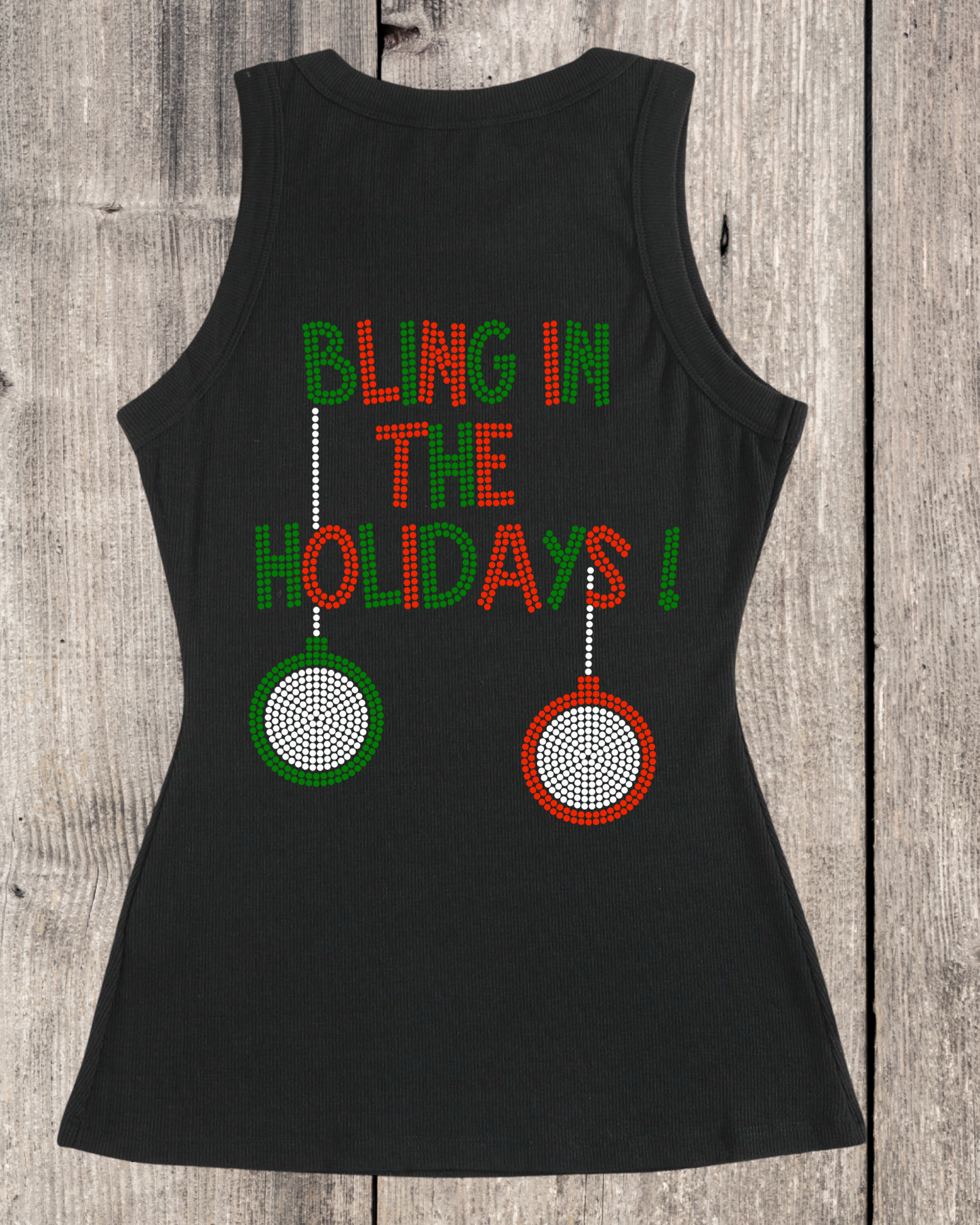 Bling In The Holidays Rhinestone Ribbed Tank Top