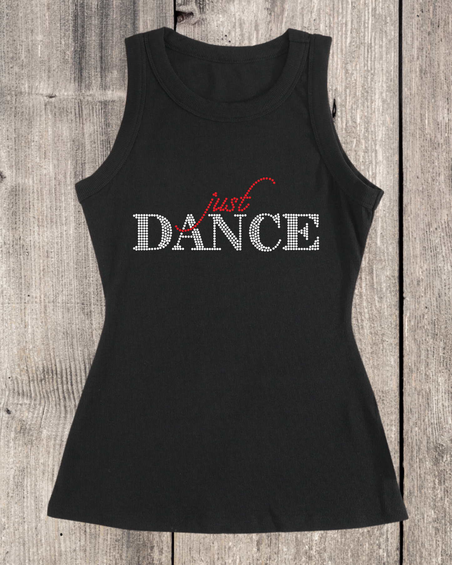 Just Dance Rhinestone Ribbed Tank Top