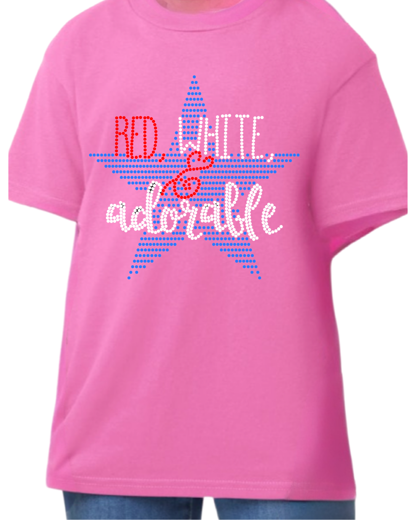 Red, White & Adorable Rhinestone Youth T-Shirt