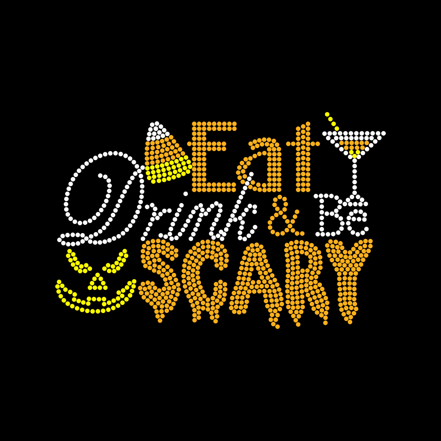 Eat Drink & Be Scary Rhinestone Womens Relaxed Short Sleeve T-Shirt