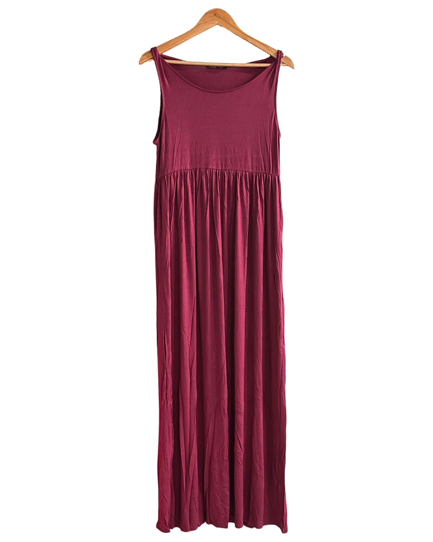 Shop Basic USA Sleeveless Empire Waist Maxi Dress With Pockets