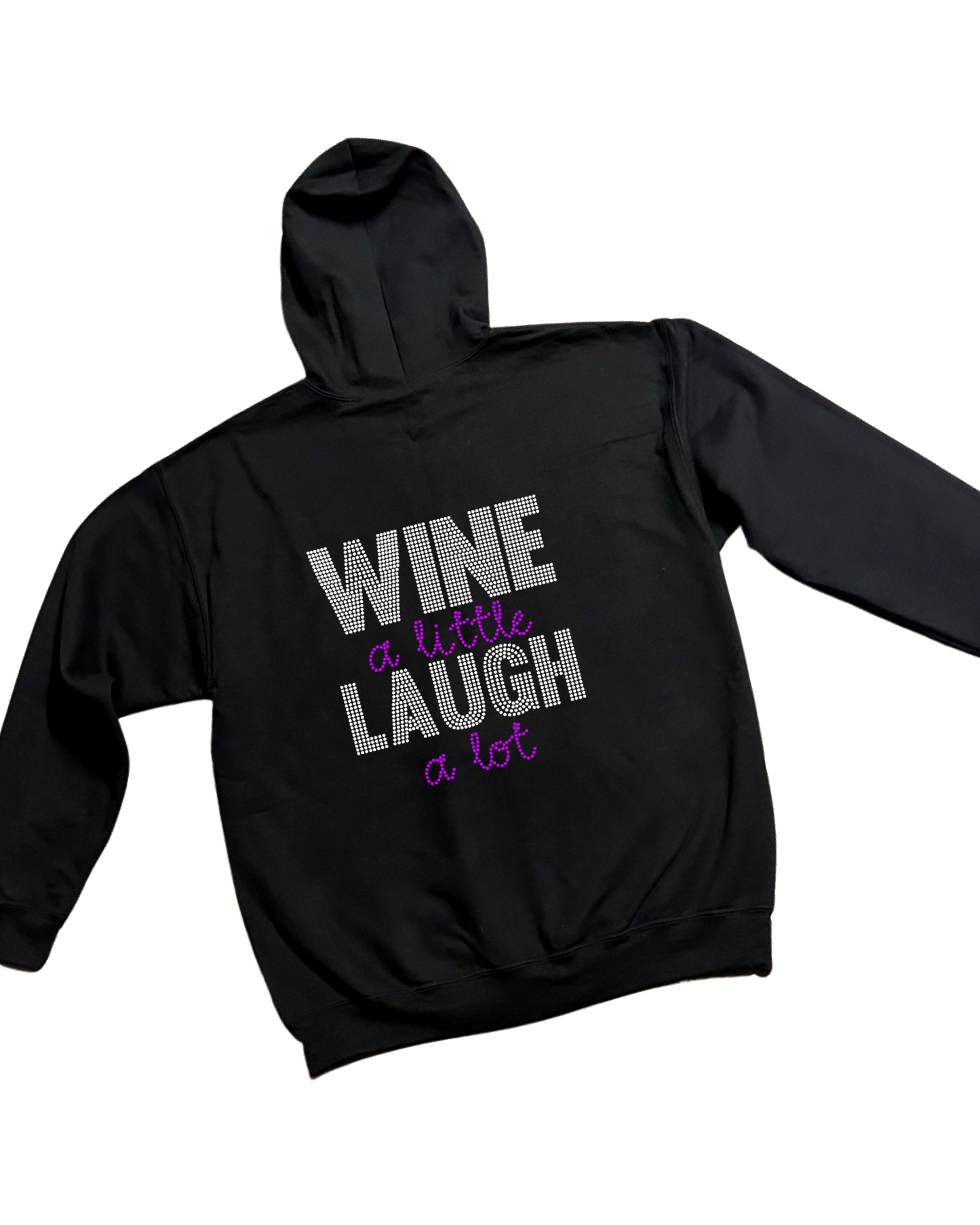 Wine A Little Laugh A Lot Rhinestone Zip-Up Hoodie