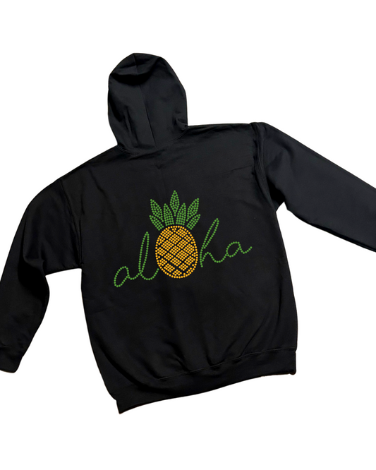 Aloha Rhinestone Zip-Up Hoodie