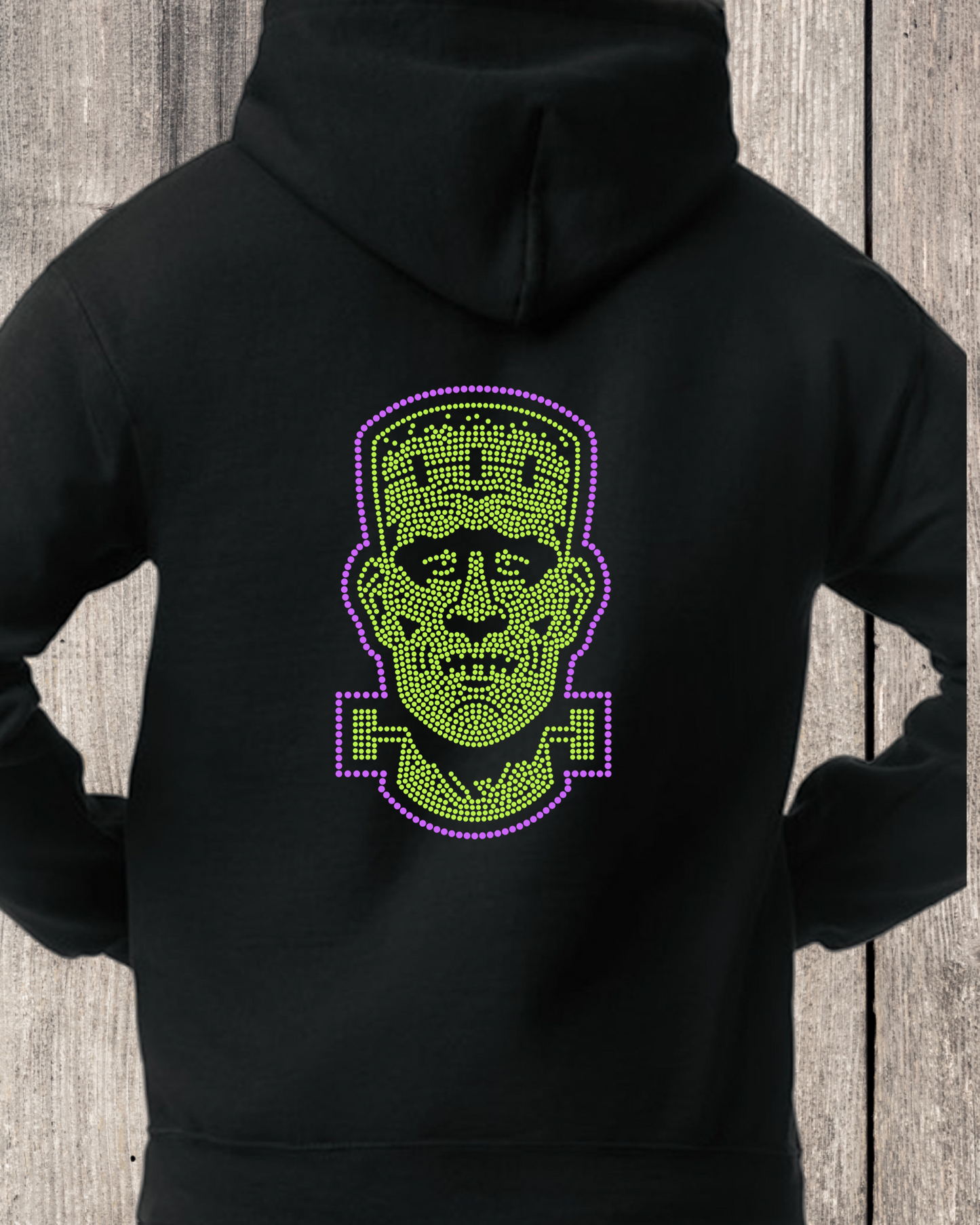 Green Monster Or His Bride Rhinestone Pullover Hoodie