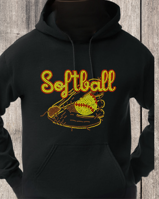 Softball Rhinestone Pullover Hoodie