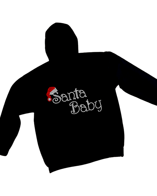 Santa Baby Rhinestone Zip-Up Hoodie