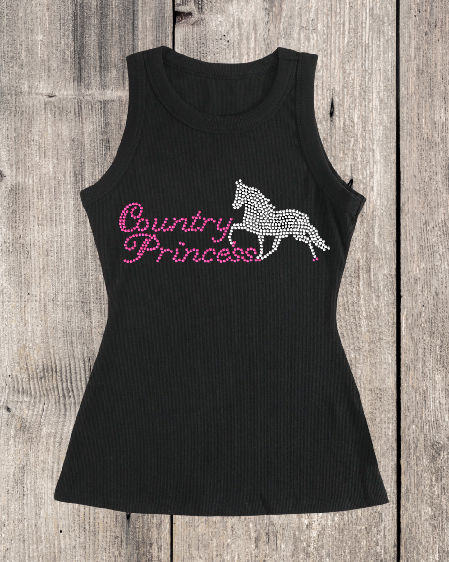 Country Princess Rhinestone Ribbed Tank Top