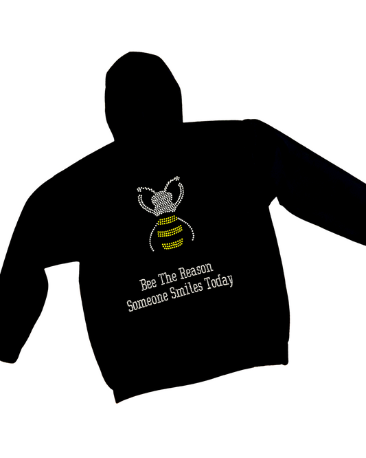 Bee The Reason Someone Smiles Today Rhinestone Zip-Up Hoodie