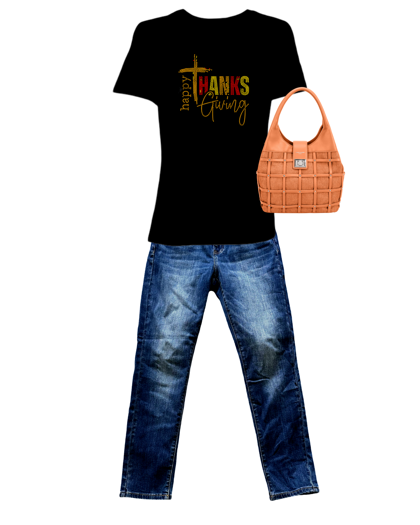 Happy Thanksgiving Spangled Women’s Relaxed Crew Neck T-Shirt