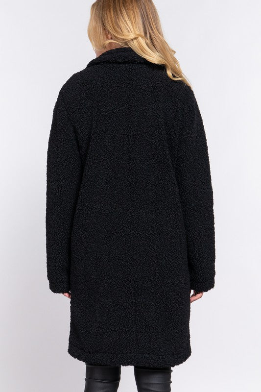 Black Long Teddy Sherpa Coat