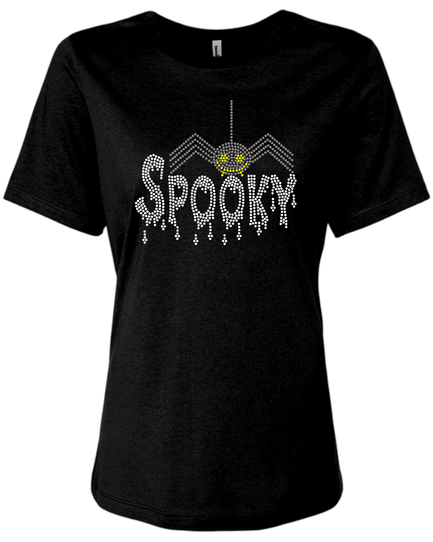 Spooky Rhinestone Womens Relaxed Short Sleeve T-Shirt