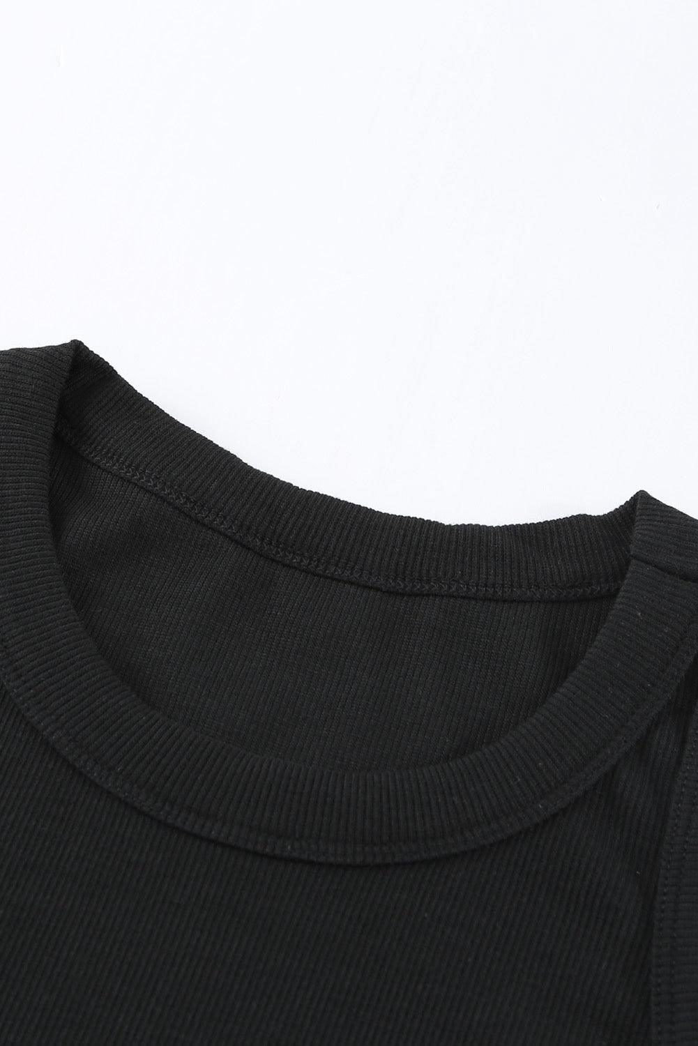 Solid Black Ribbed Tank Top