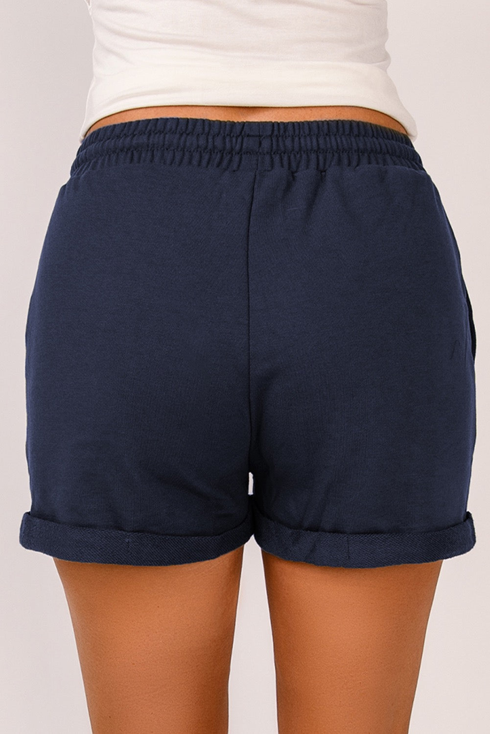 Tie Waist Side Pocket Cuffed Lounge Shorts