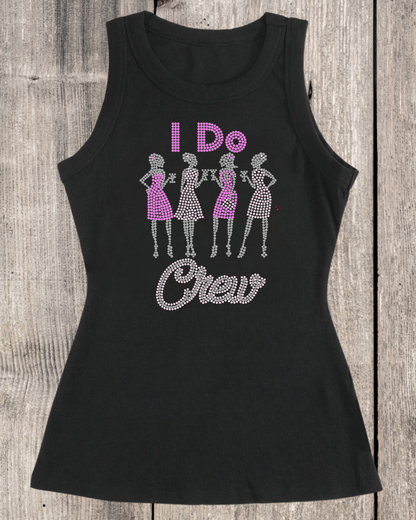 I Do Crew Rhinestone Ribbed Tank Top