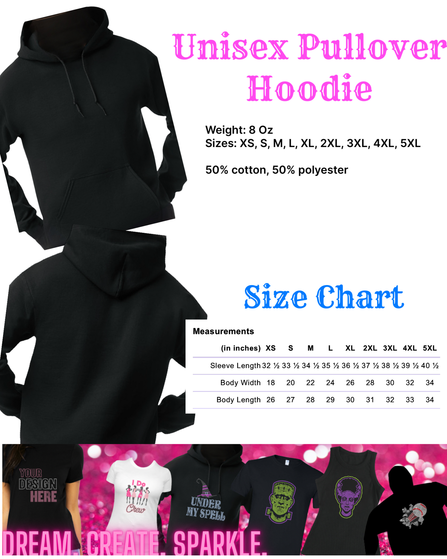 Skull And Top Hat Rhinestone Pullover Hoodie